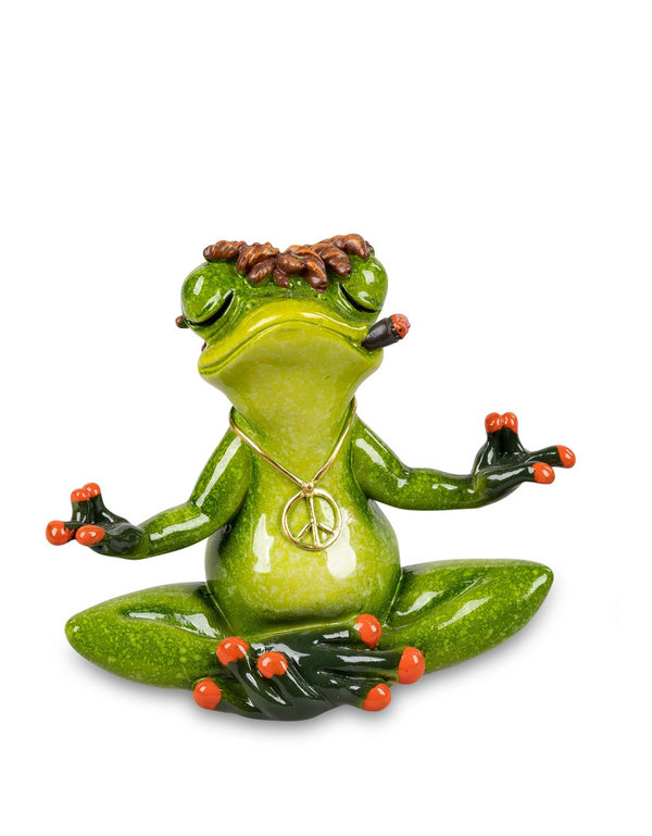 Frosch Yoga mit Zigarre Hippie H: 8cm Formano Froschhausen